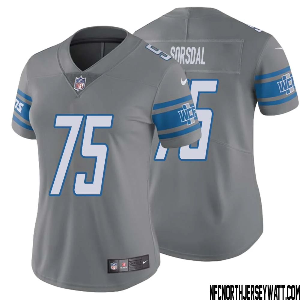 Colby Sorsdal No 75 Women Steel Detroit Lions Vapor Untouchable Color Rush Limited Player Jersey
