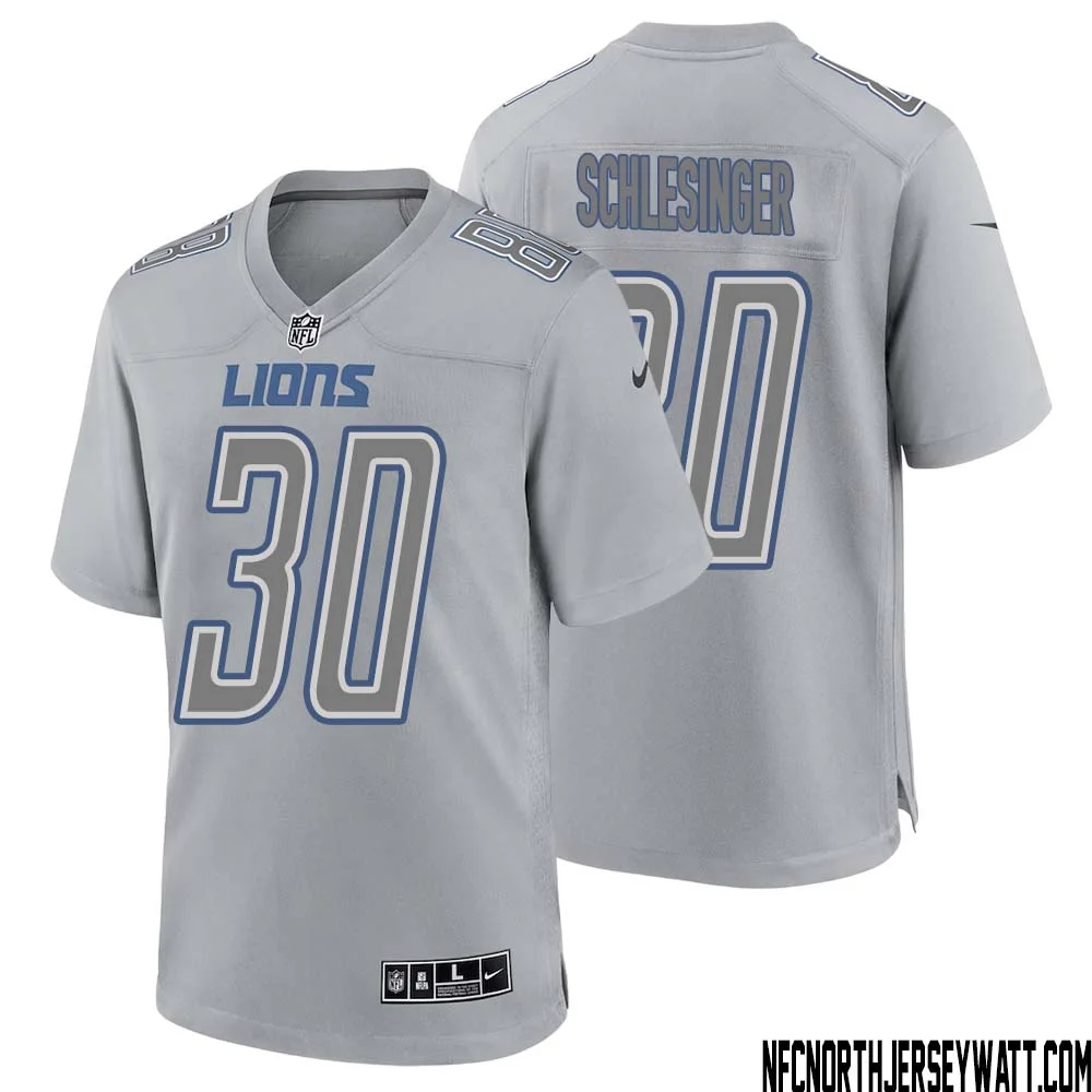 Cory Schlesinger No 30 Men Gray Detroit Lions Atmosphere Fashion Game Jersey 1