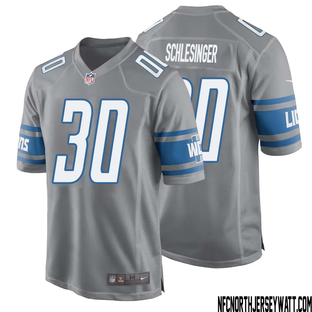 Cory Schlesinger No 30 Men Gray Detroit Lions Player Alternate Game Jersey