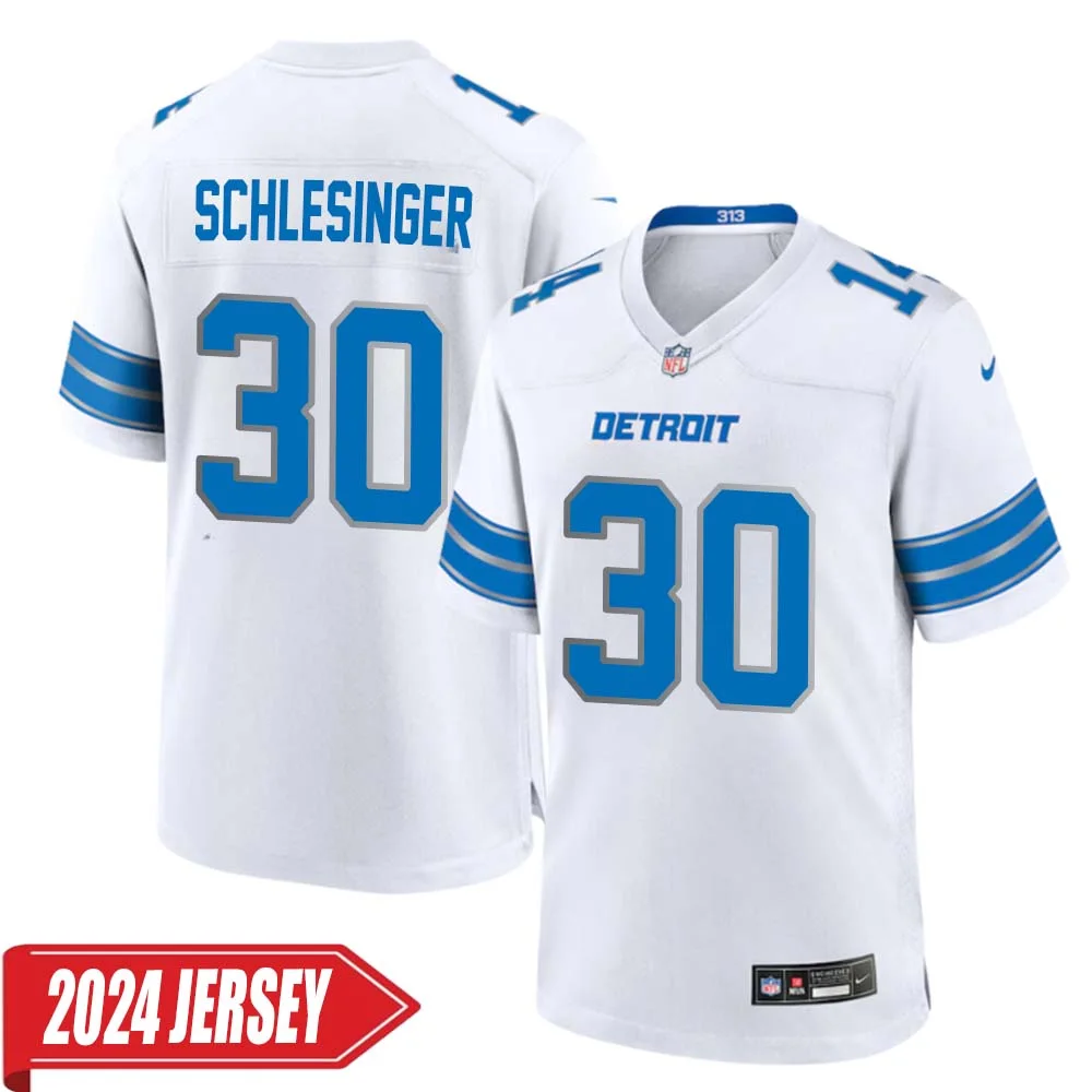 Cory Schlesinger No 30 Men s Detroit Lions Away Game 2024 Jersey White