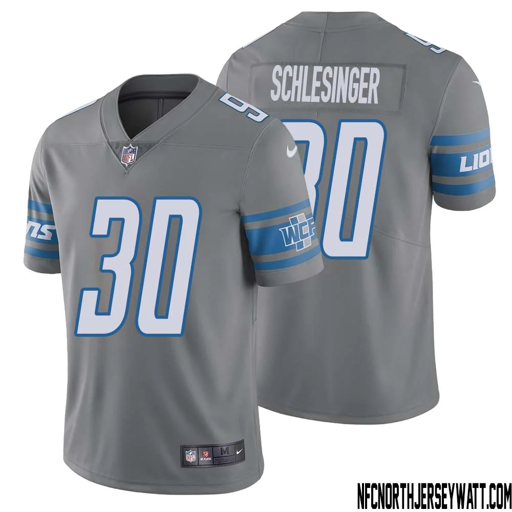 Cory Schlesinger No 30 Men Steel Detroit Lions Vapor Untouchable Color Rush Limited Player Jersey 1