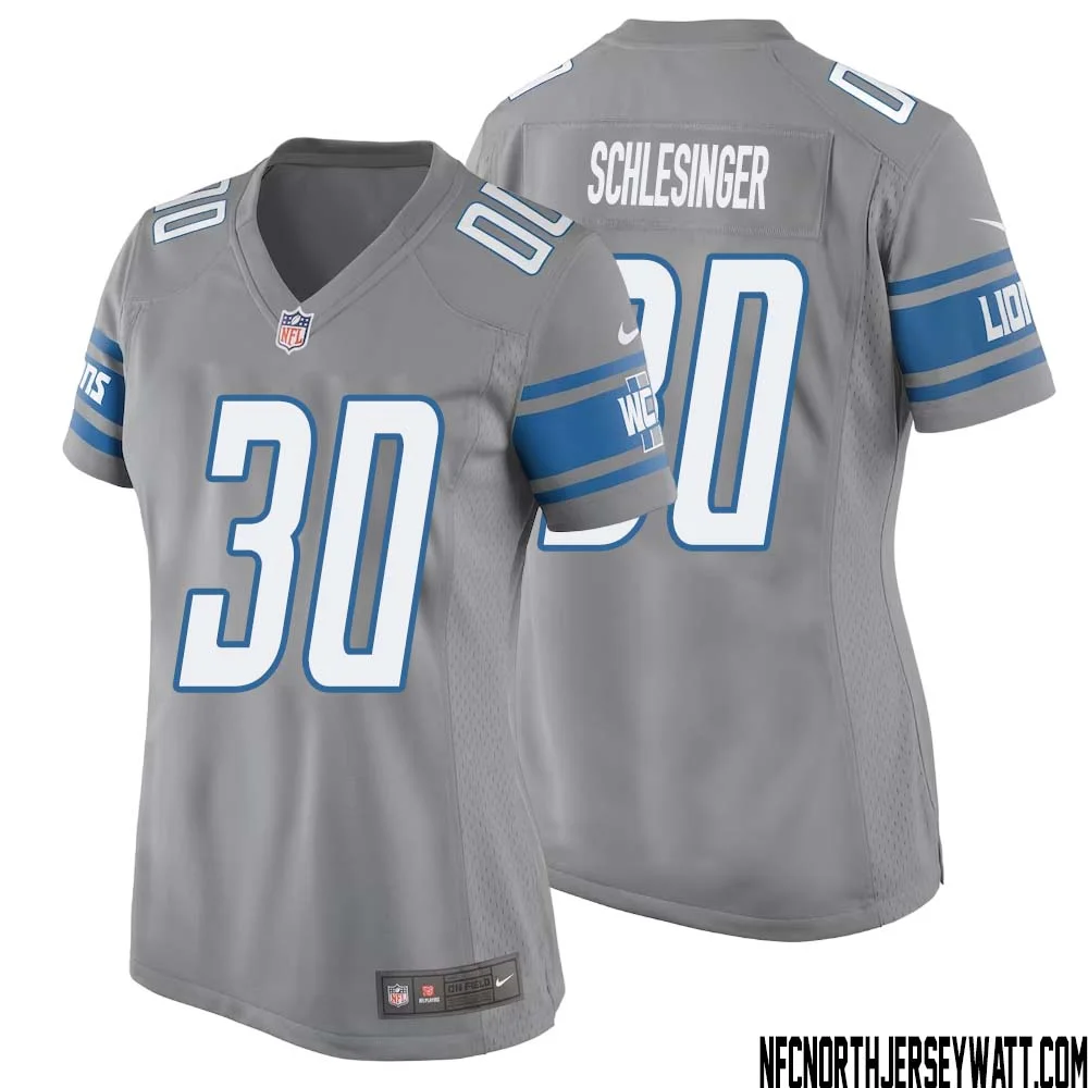 Cory Schlesinger No 30 Women Gray Detroit Lions Player Alternate Game Jersey 1
