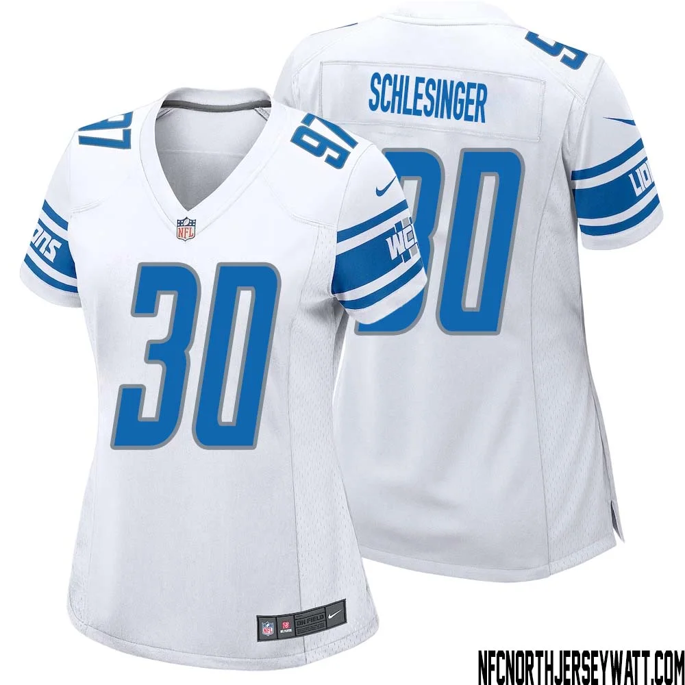 Cory Schlesinger No 30 Women White Detroit Lions Player Away Game Jersey 1