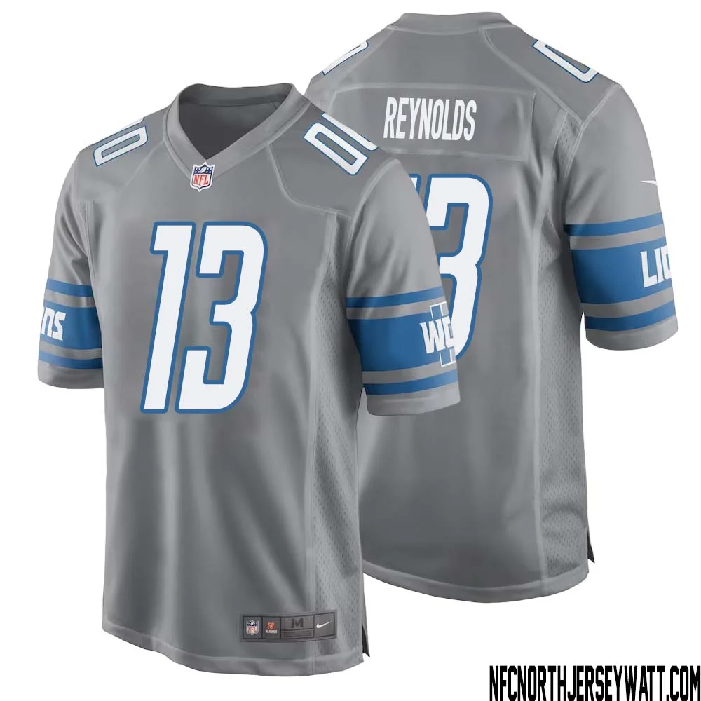 Craig Reynolds No 13 Men Gray Detroit Lions Player Alternate Game Jersey 1