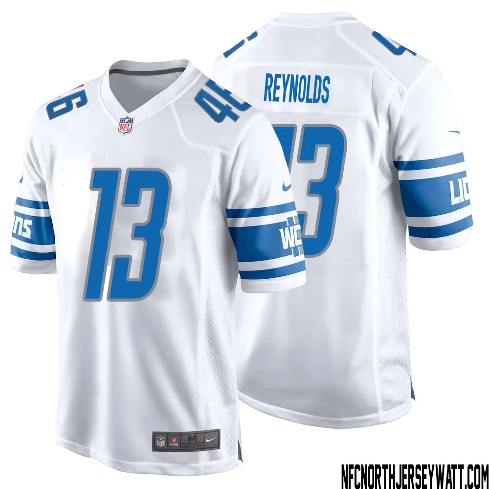 Craig Reynolds No 13 Men White Detroit Lions Player Away Game Jersey
