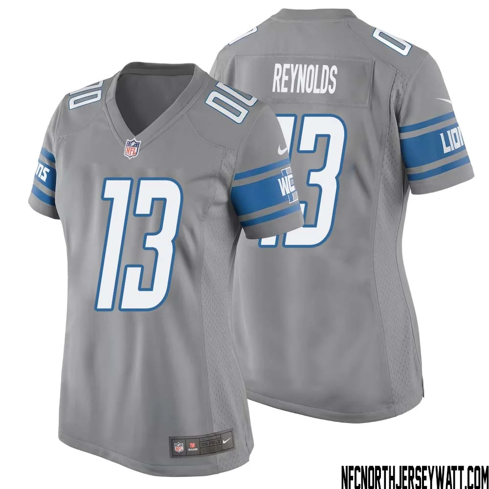 Craig Reynolds No 13 Women Gray Detroit Lions Player Alternate Game Jersey 1