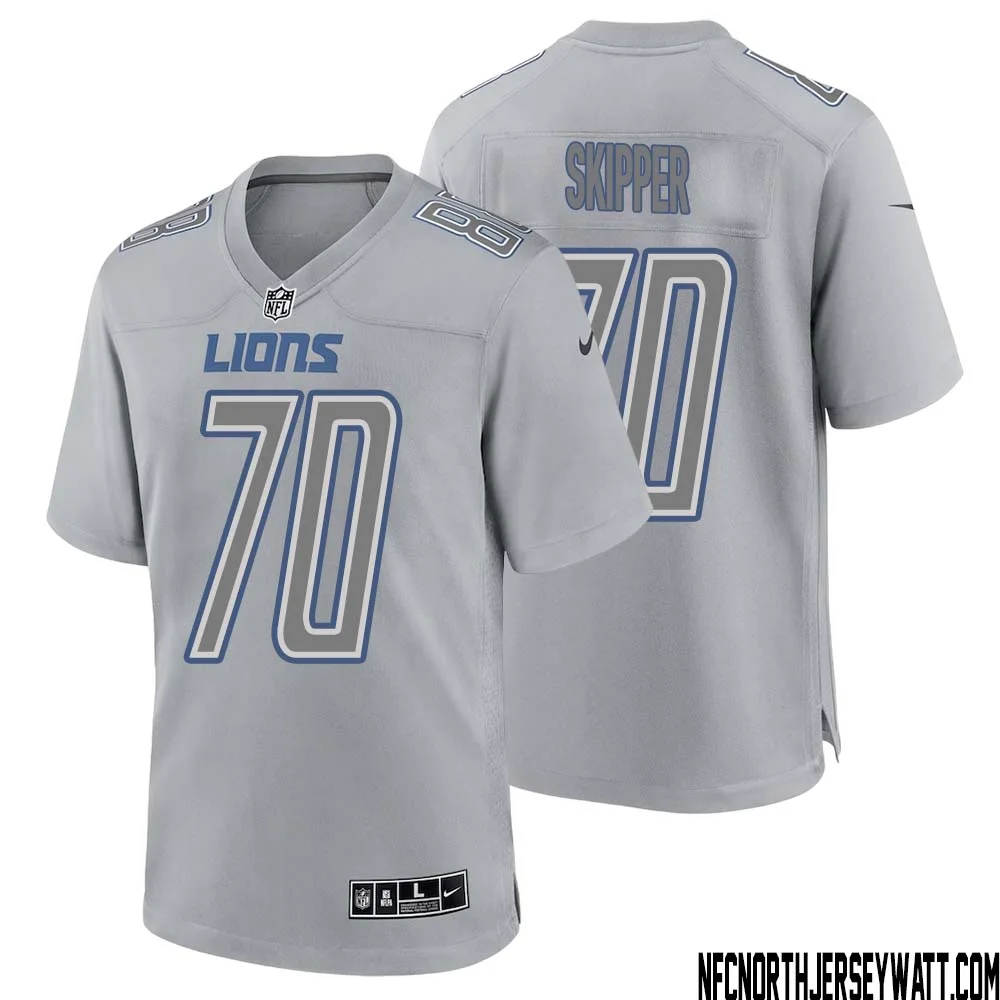 Dan Skipper No 70 Men Gray Detroit Lions Atmosphere Fashion Game Jersey