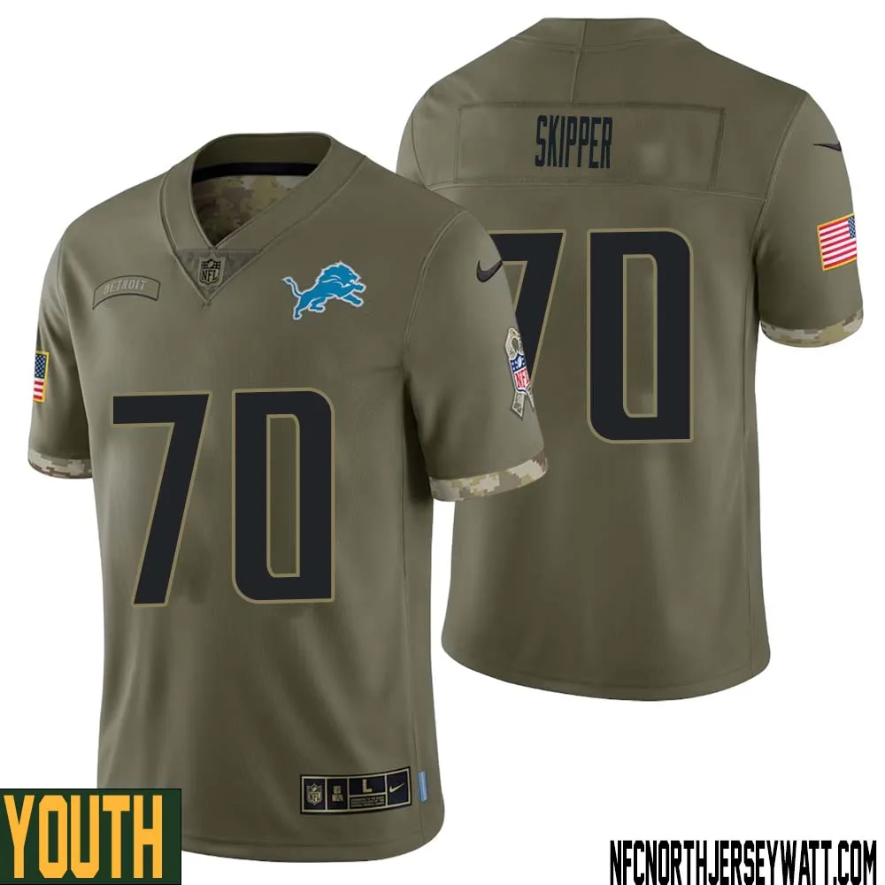 Dan Skipper No 70 Youth Olive Detroit Lions 2022 Salute To Service Retired Player Limited Jersey 1