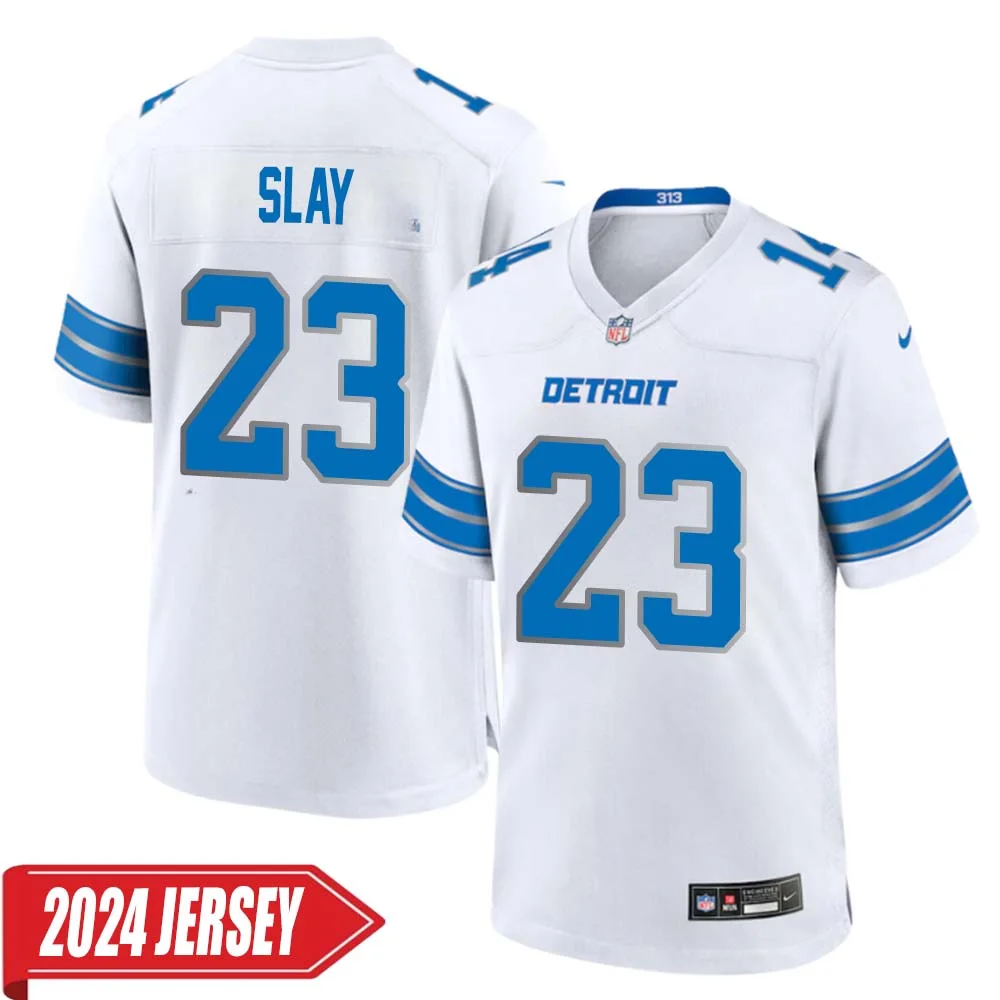 Darius Slay No 23 Men s Detroit Lions Away Game 2024 Jersey White