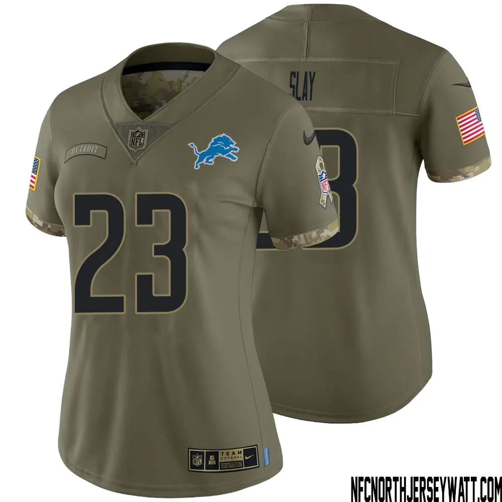 Darius Slay No 23 Women Olive Detroit Lions 2022 Salute To Service Retired Player Limited Jersey