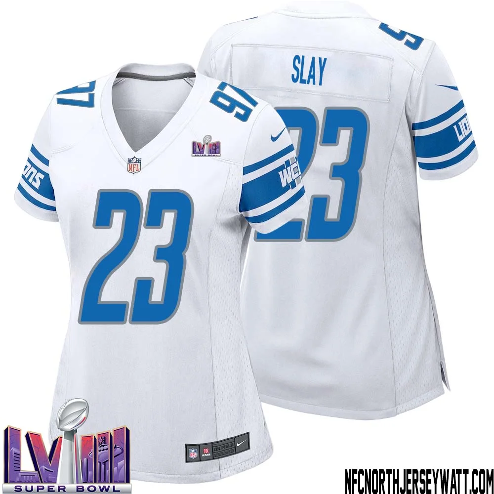 Darius Slay No 23 Women White Detroit Lions Player Super Bowl LVIII Away Game Jersey 1