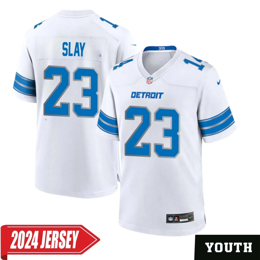 Darius Slay No 23 Youth s Detroit Lions Away Game 2024 Jersey White