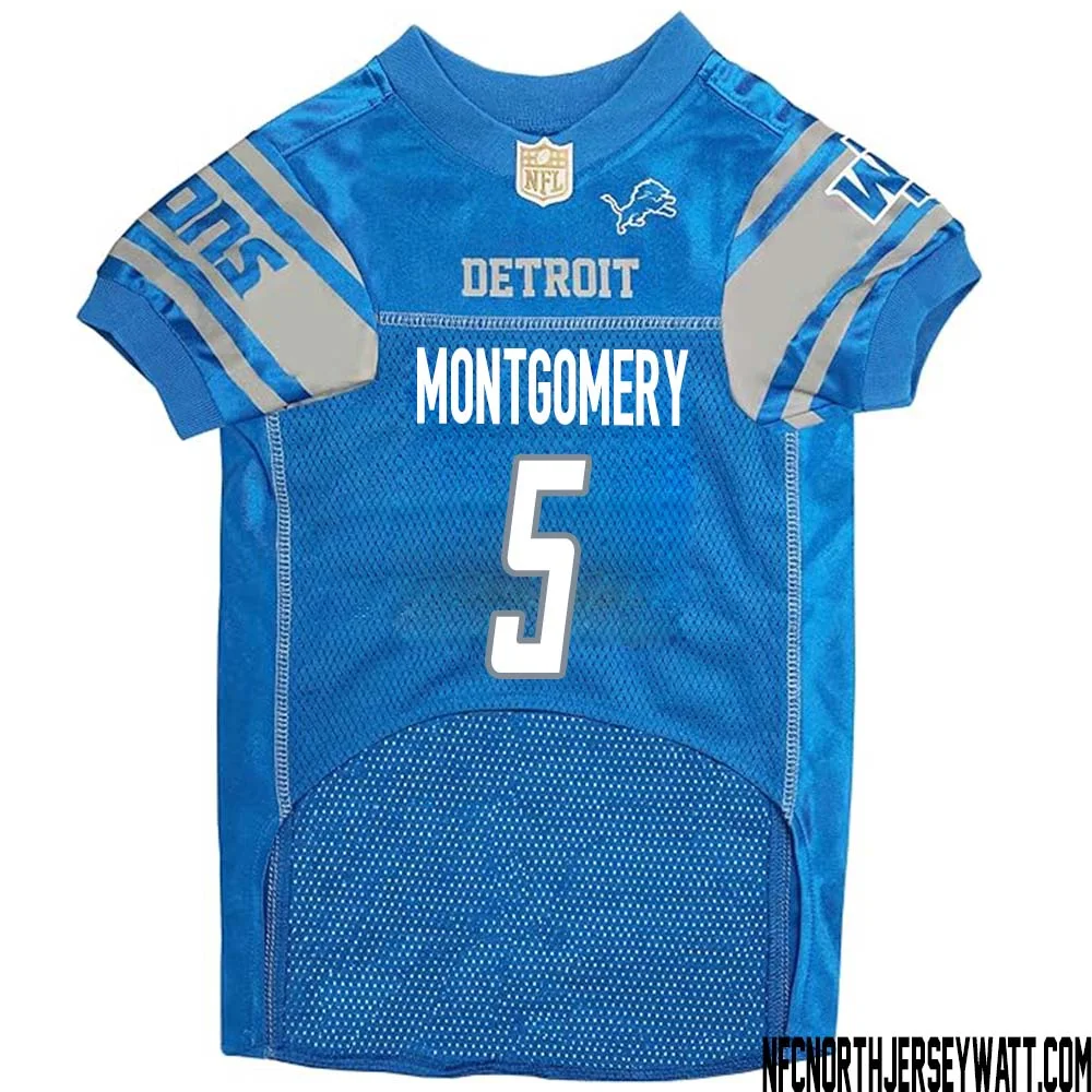 David Montgomery No 5 Blue Detroit Lions Dog Jersey 1