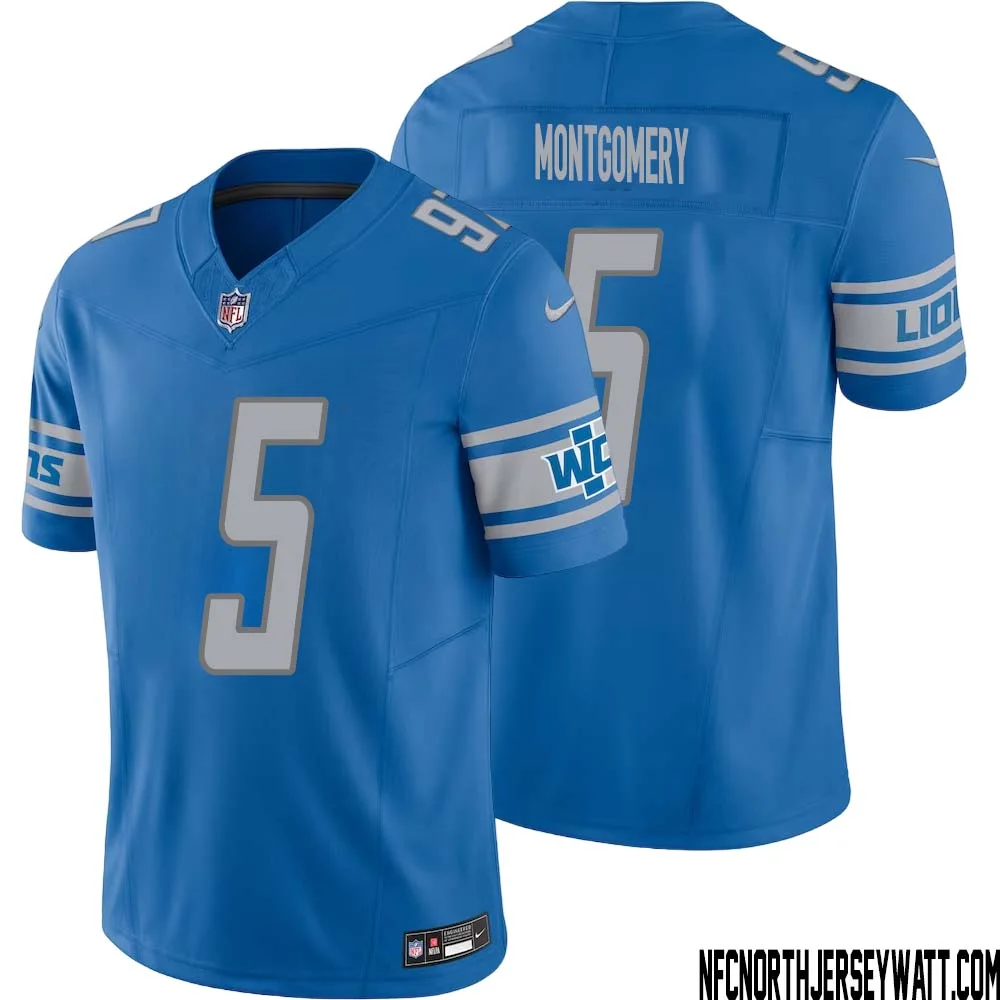 David Montgomery No 5 Men Blue Detroit Lions Vapor F.U.S.E. Limited Jersey 1