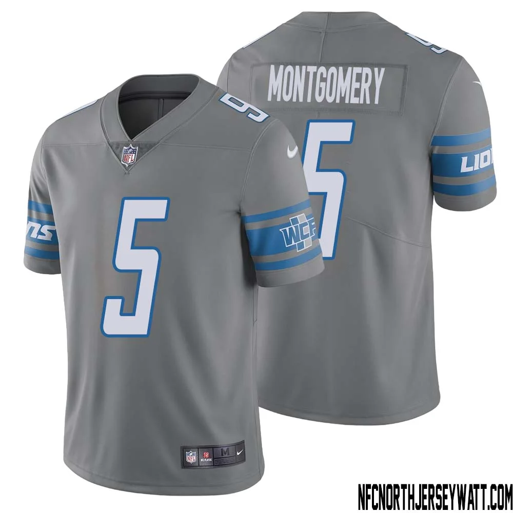 David Montgomery No 5 Men Steel Detroit Lions Vapor Untouchable Color Rush Limited Player Jersey 1