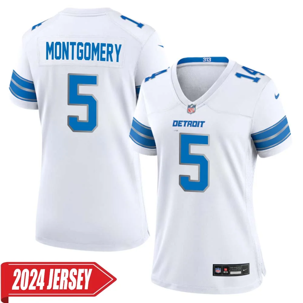 David Montgomery No 5 Woman s Detroit Lions Away Game 2024 Jersey White