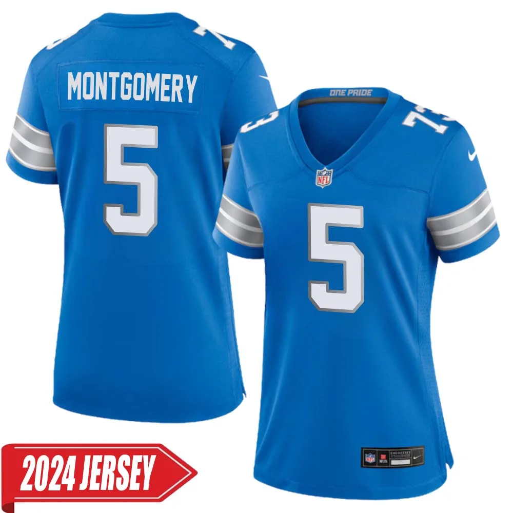 David Montgomery No 5 Woman s Detroit Lions Home Game 2024 Jersey Blue