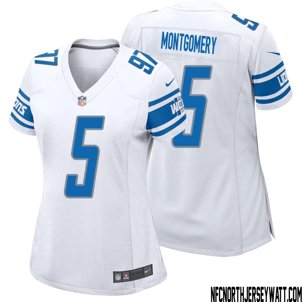 David Montgomery No 5 Women White Detroit Lions Player Away Game Jersey