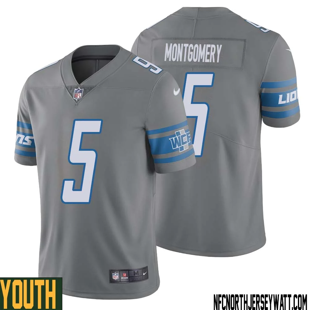 David Montgomery No 5 Youth Gray Detroit Lions Inverted Legend Jersey
