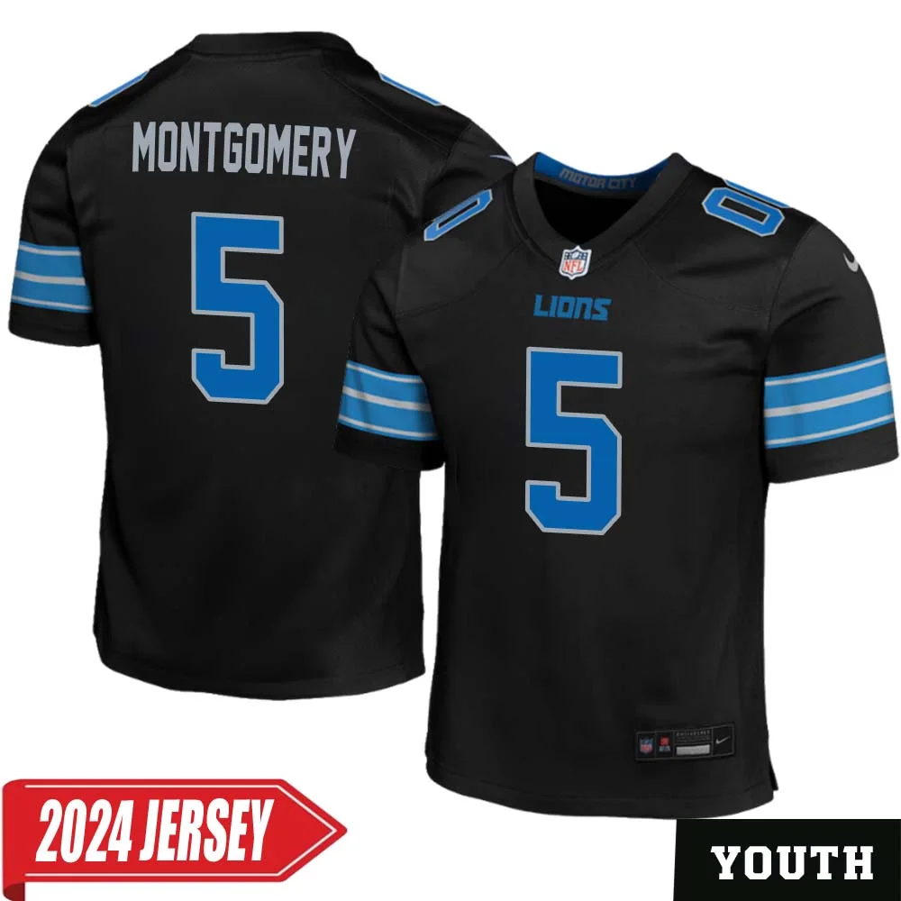 David Montgomery No 5 Youth s Detroit Lions 2nd Alternate Vapor F.U.S.E. Limited 2024 Jersey Black