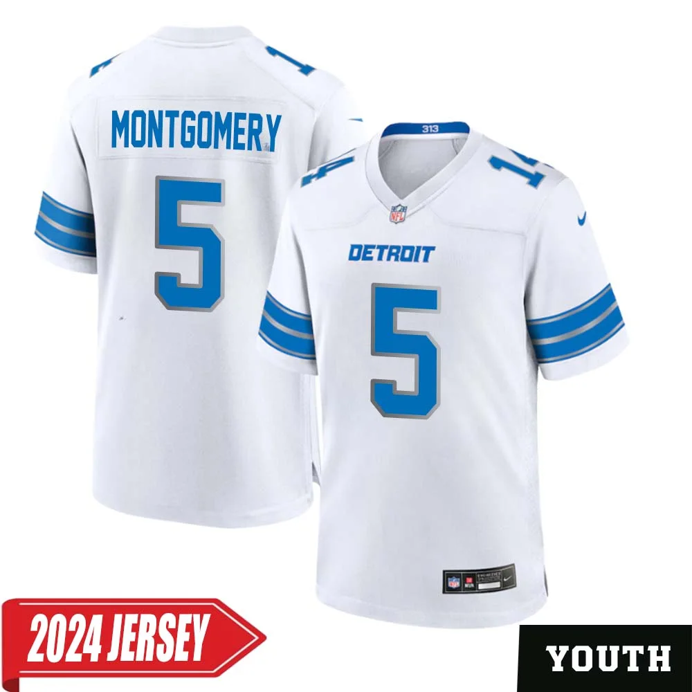 David Montgomery No 5 Youth s Detroit Lions Away Game 2024 Jersey White