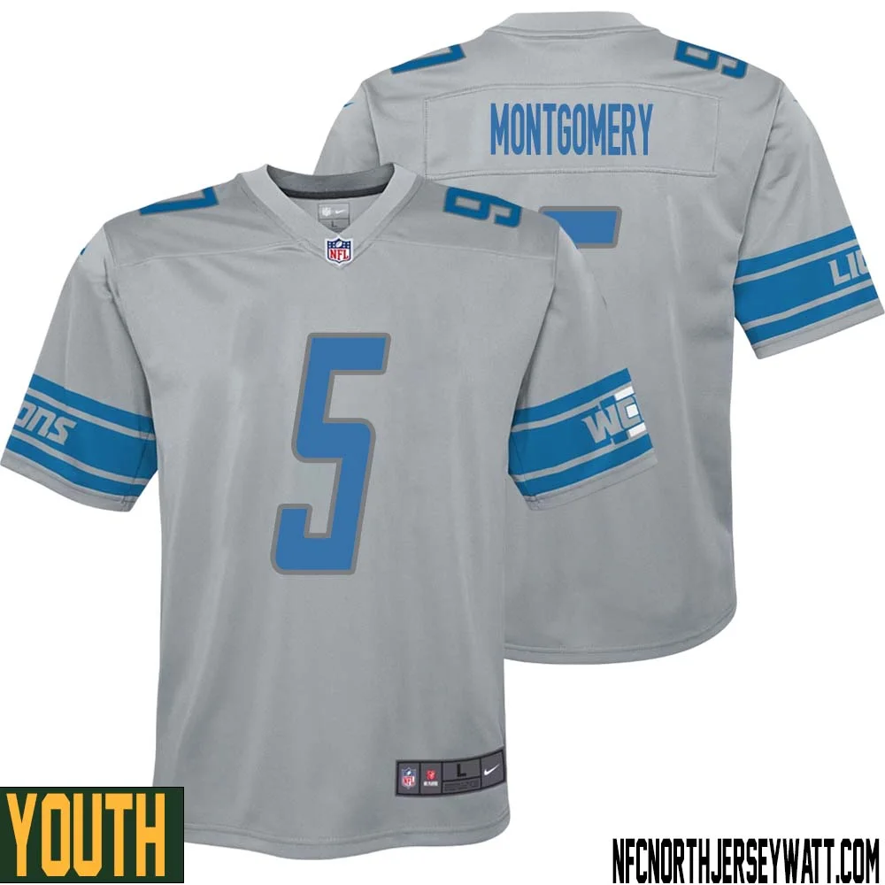 David Montgomery No 5 Youth Steel Detroit Lions Vapor Untouchable Color Rush Limited Player Jersey 1