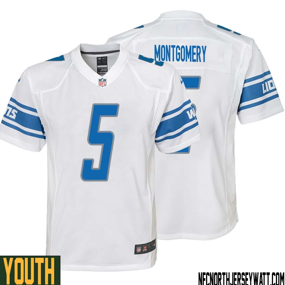 David Montgomery No 5 Youth White Detroit Lions Player Away Game Jersey