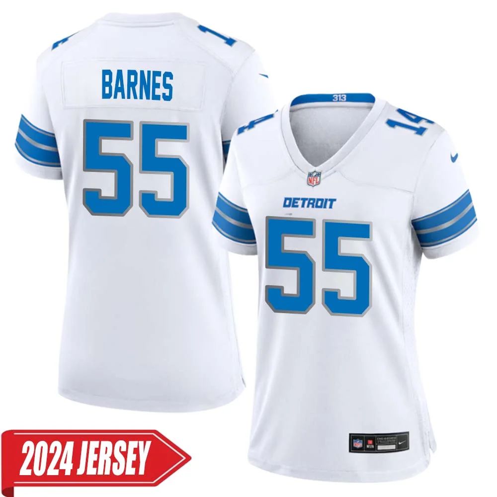 Derrick Barnes No 55 Woman s Detroit Lions Away Game 2024 Jersey White