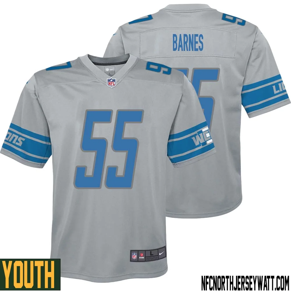 Derrick Barnes No 55 Youth Steel Detroit Lions Vapor Untouchable Color Rush Limited Player Jersey 1