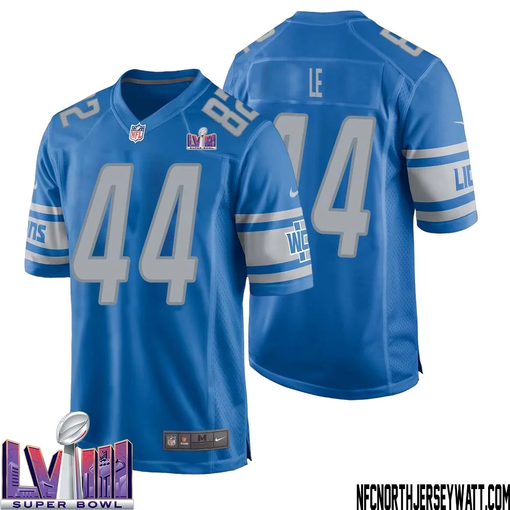 Dick Le No 44 Men Blue Detroit Lions Player Super Bowl LVIII Home Game Jersey