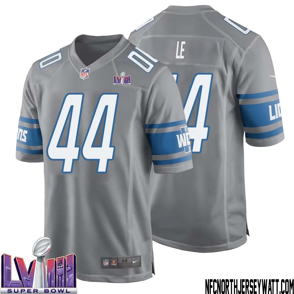 Dick Le No 44 Men Grey Detroit Lions Player Super Bowl LVIII Alternate Game Jersey 1
