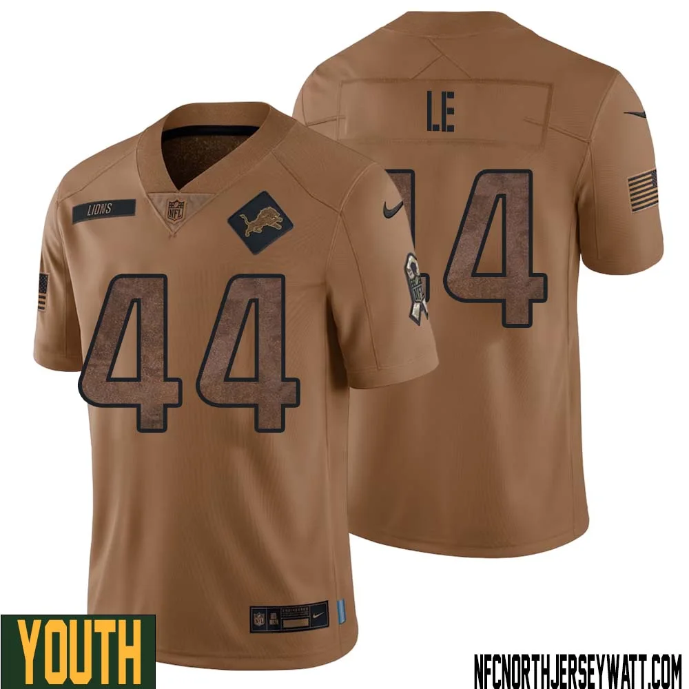 Dick Le No 44 Youth Brown Detroit Lions 2023 Salute To Service Retired Player Limited Jersey