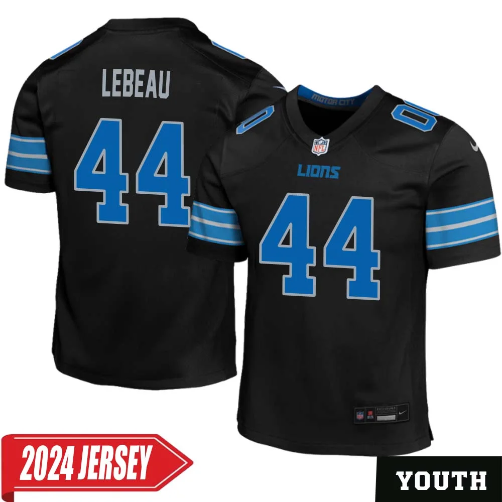 Dick LeBeau No 44 Youth s Detroit Lions 2nd Alternate Vapor F.U.S.E. Limited 2024 Jersey Black