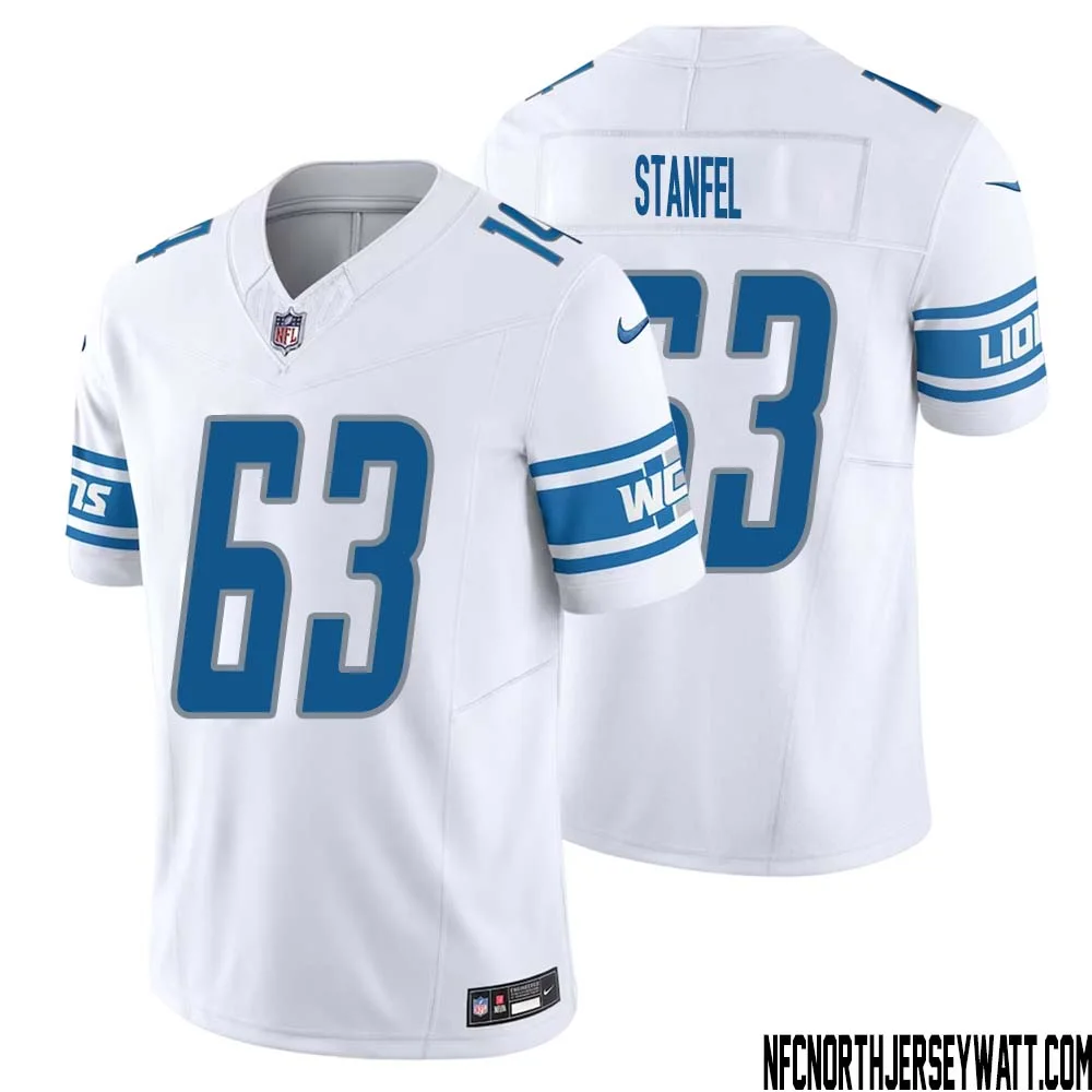 Dick Stanfel No 63 Men White Detroit Lions Vapor F.U.S.E. Limited Jersey 1