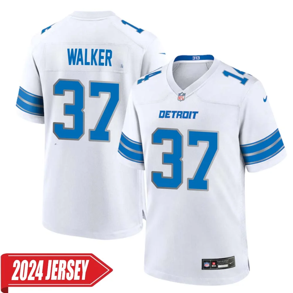 Doak Walker No 37 Men s Detroit Lions Away Game 2024 Jersey White