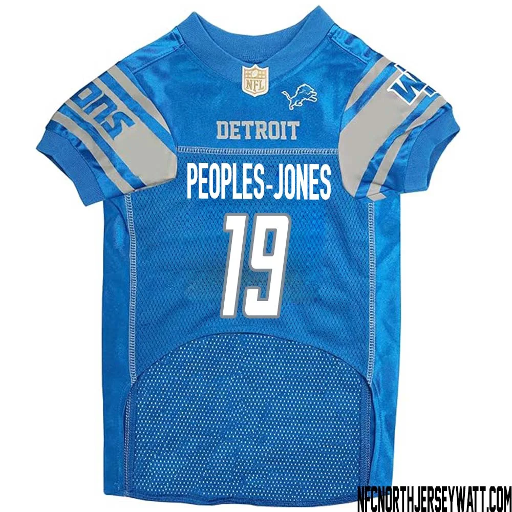 Donovan Peoples Jones No 19 Blue Detroit Lions Dog Jersey 1