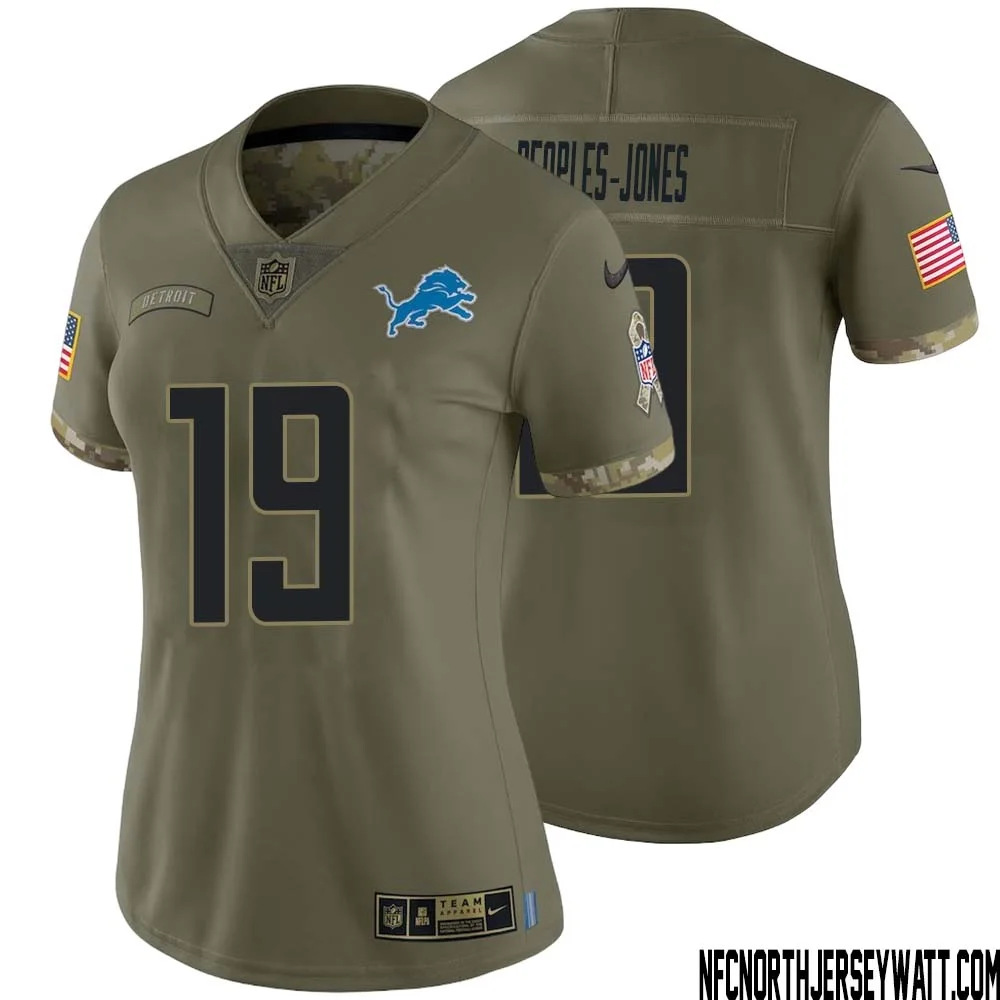 Donovan Peoples Jones No 19 Women Olive Detroit Lions 2022 Salute To Service Retired Player Limited Jersey