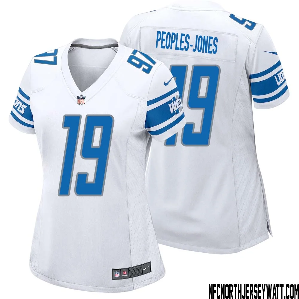 Donovan Peoples Jones No 19 Women White Detroit Lions Player Away Game Jersey 1