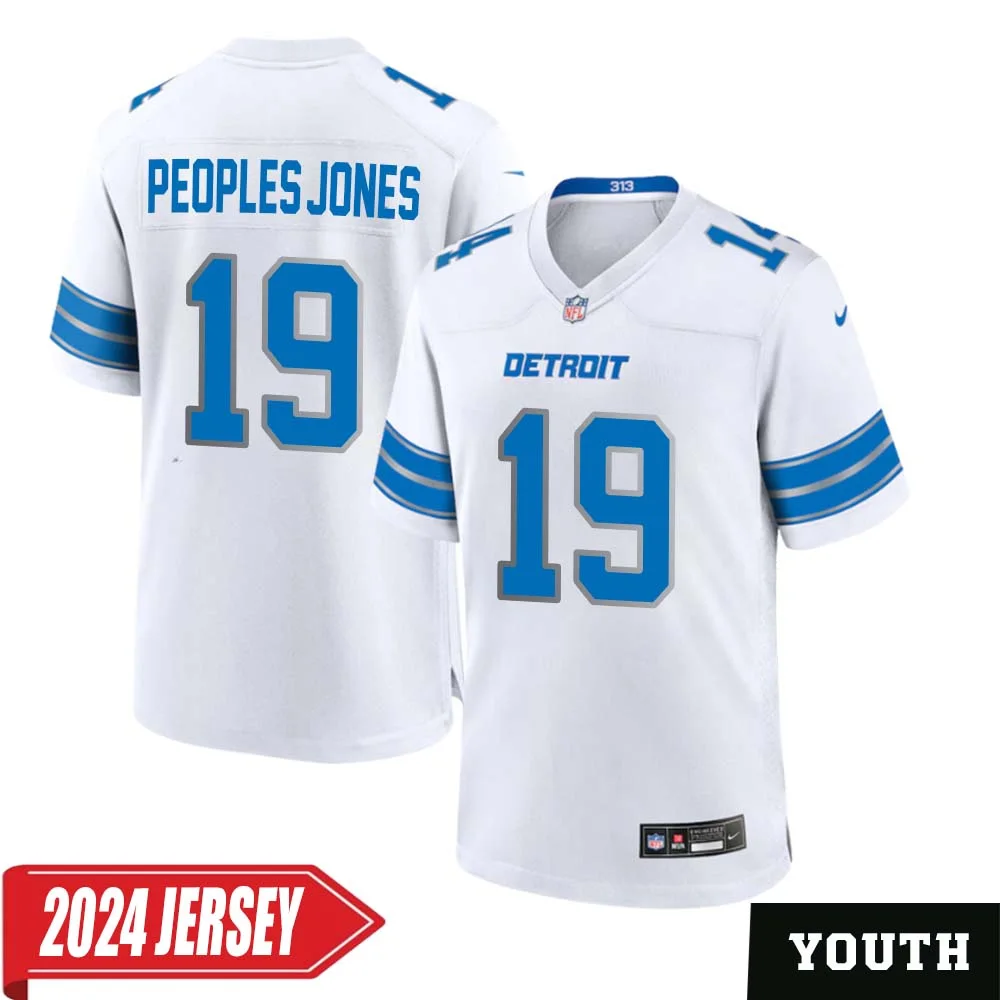 Donovan Peoples Jones No 19 Youth s Detroit Lions Away Game 2024 Jersey White