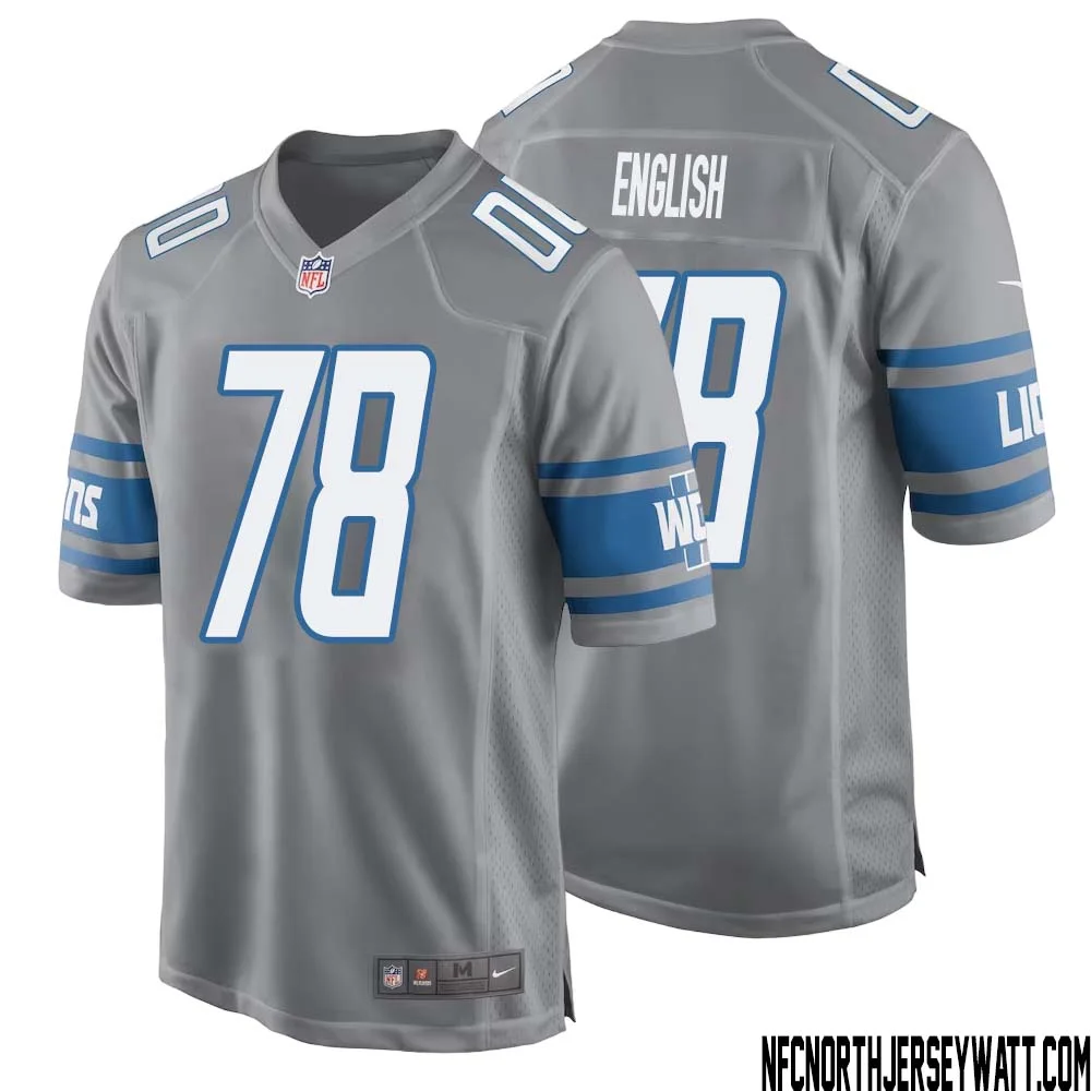 Doug English No 78 Men Gray Detroit Lions Player Alternate Game Jersey 1