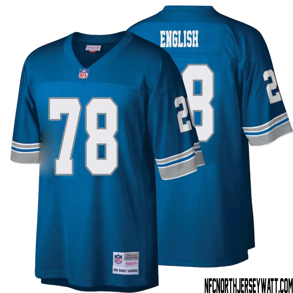 Doug English No 78 Men Mitchell Ness Blue Detroit Lions Legacy Replica Jersey 1