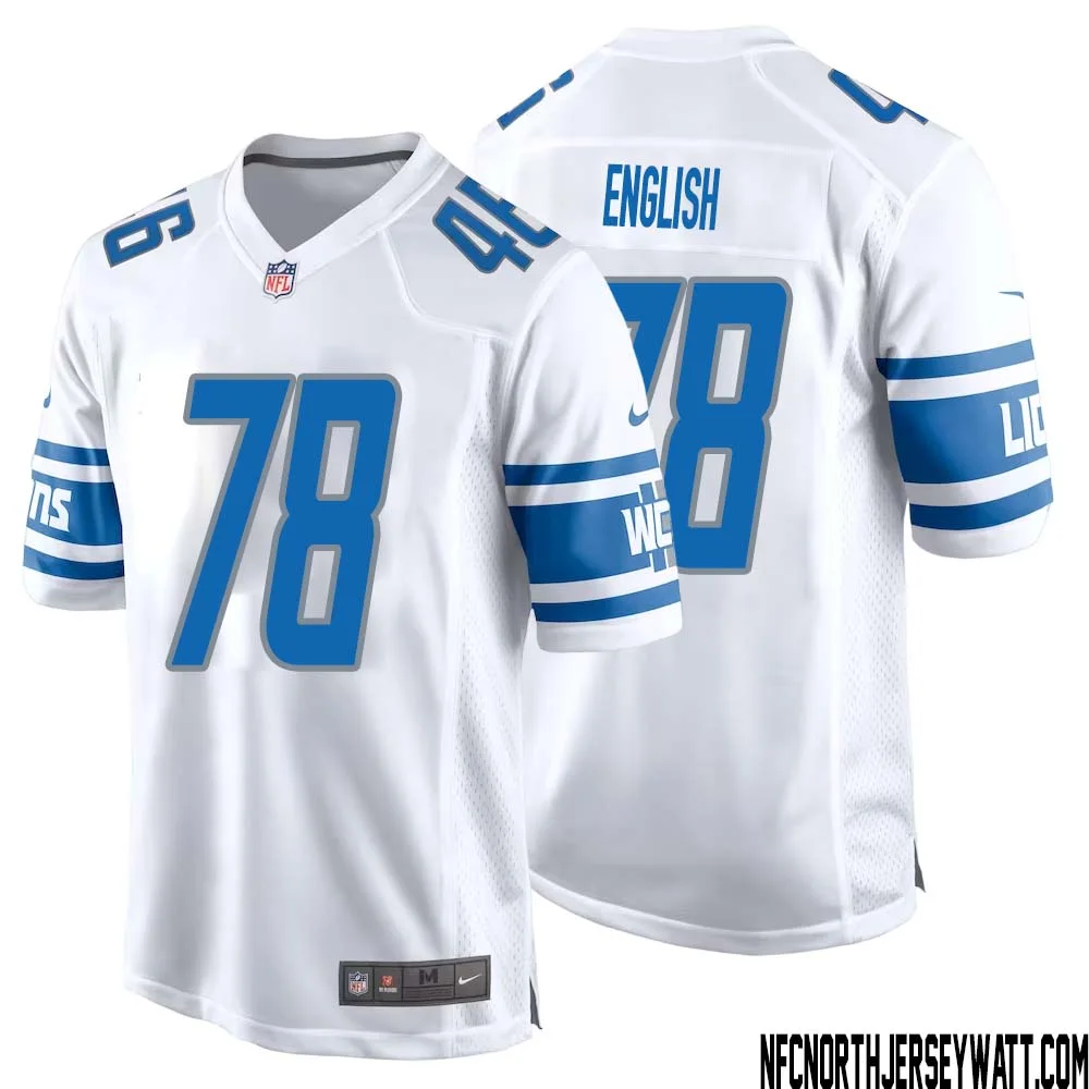 Doug English No 78 Men White Detroit Lions Player Away Game Jersey 1