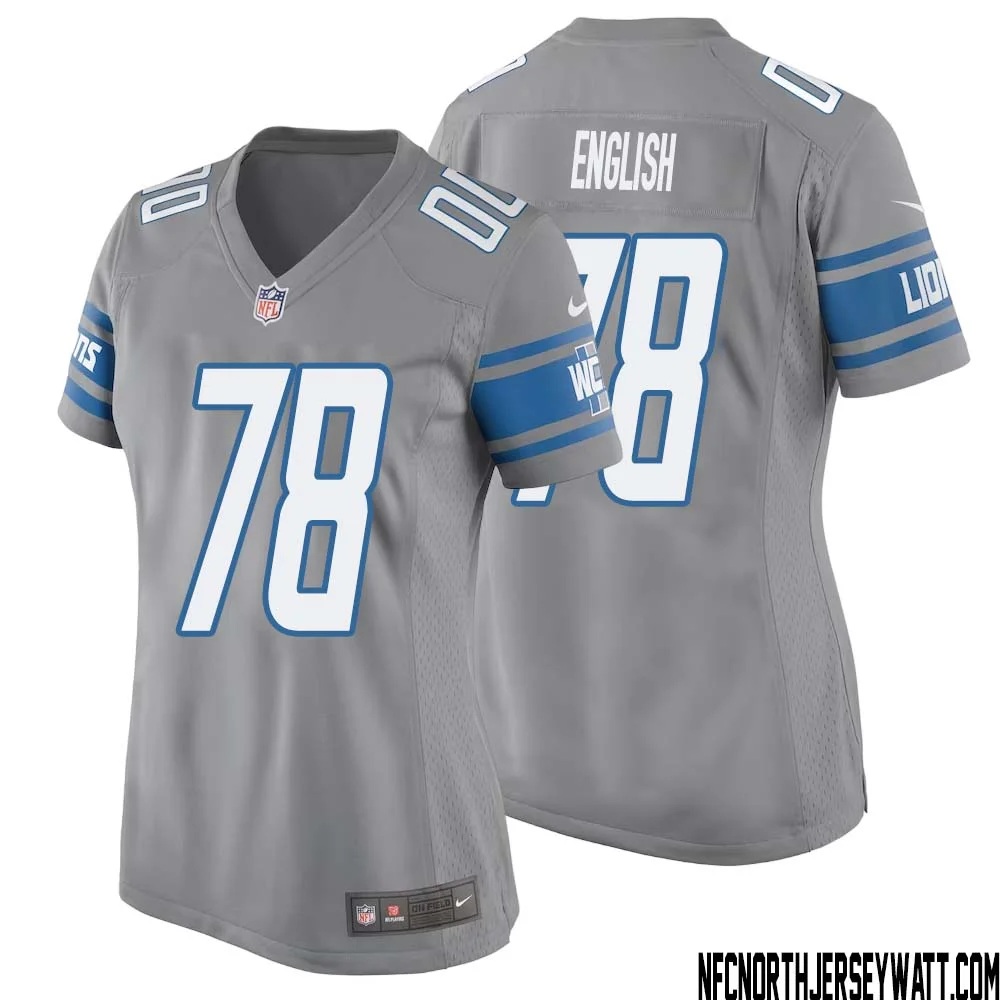 Doug English No 78 Women Gray Detroit Lions Player Alternate Game Jersey