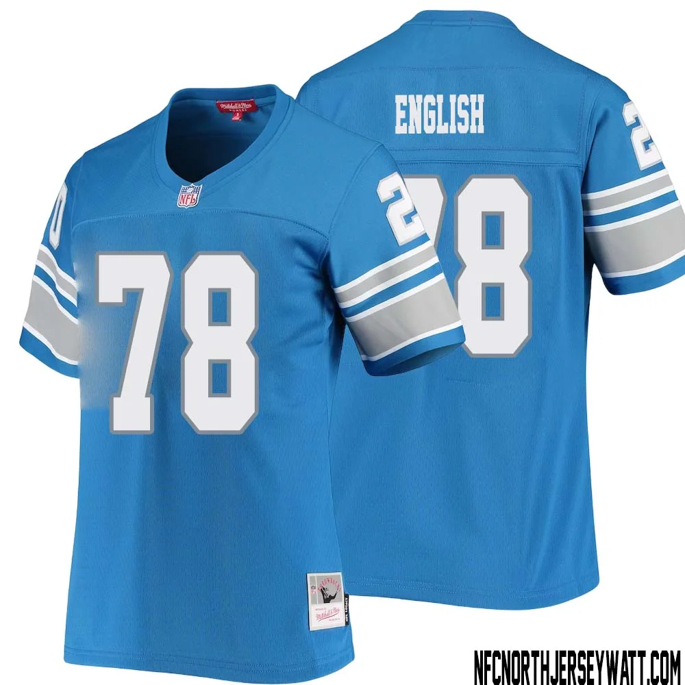 Doug English No 78 Women Mitchell Ness Blue Detroit Lions 1996 Legacy Replica Jersey 1