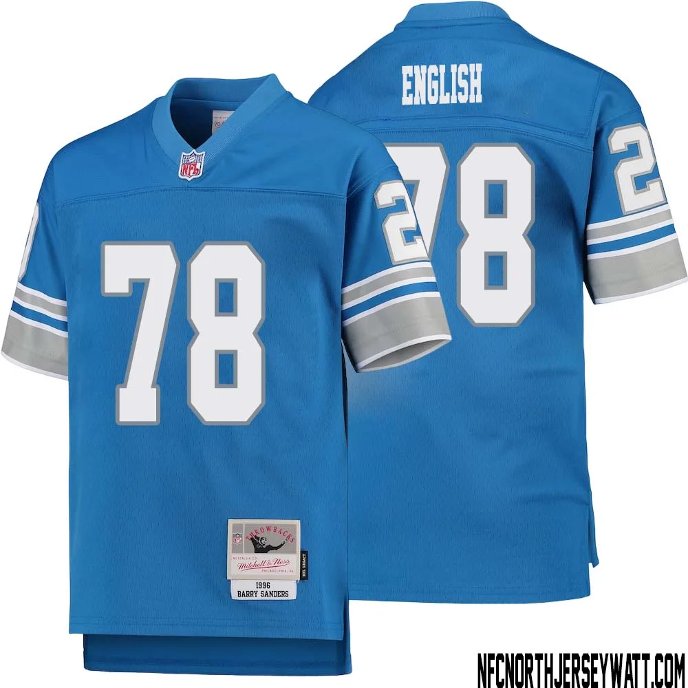 Doug English No 78 Youth Mitchell Ness Blue Detroit Lions 1996 Legacy Retired Player Jersey
