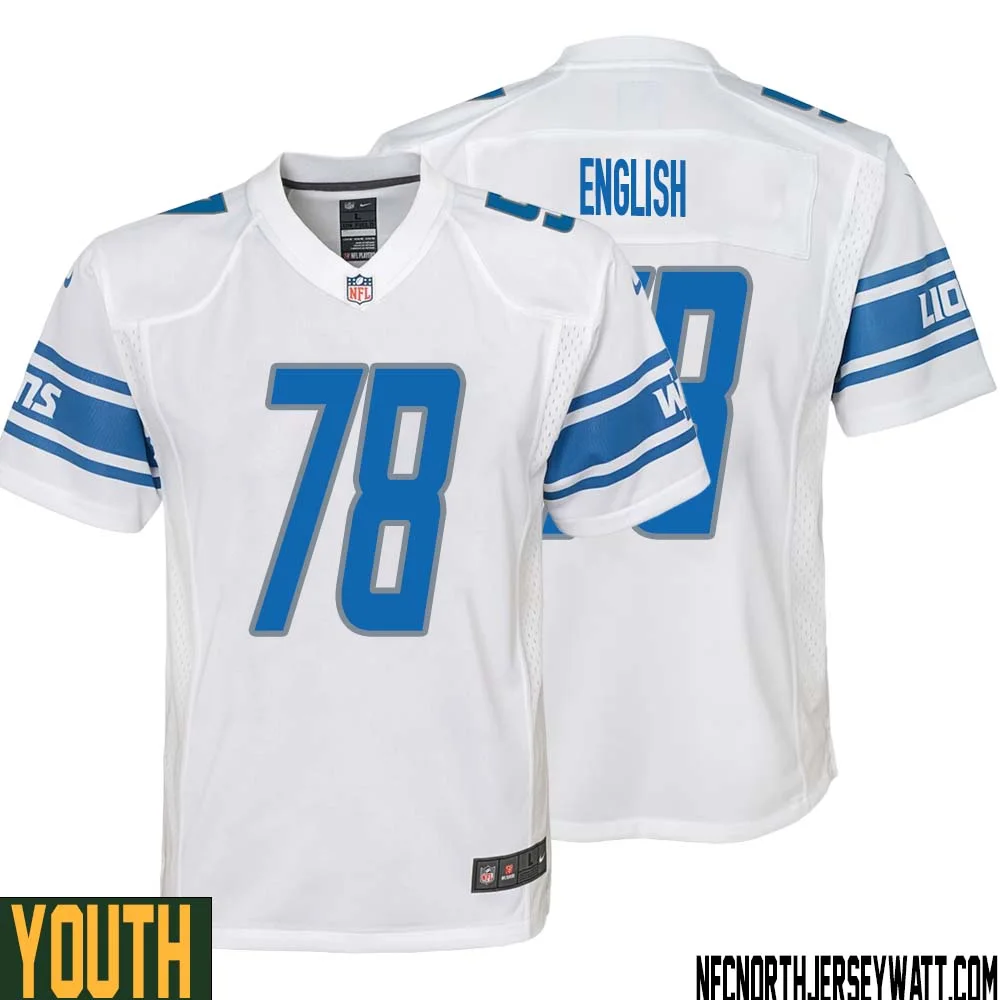 Doug English No 78 Youth White Detroit Lions Player Away Game Jersey 1