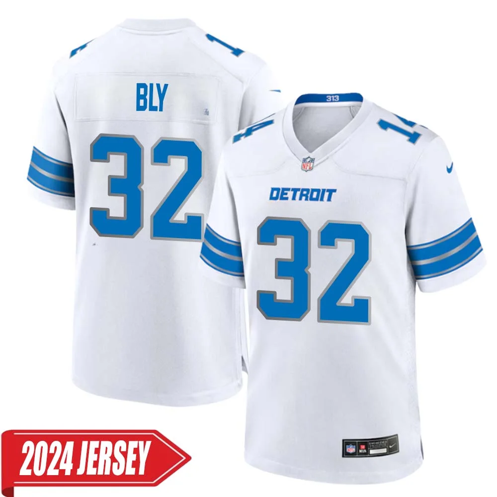 Dre Bly No 32 Men s Detroit Lions Away Game 2024 Jersey White