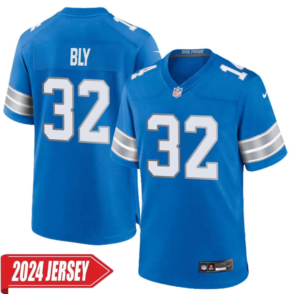 Dre Bly No 32 Men s Detroit Lions Home Game 2024 Jersey Blue