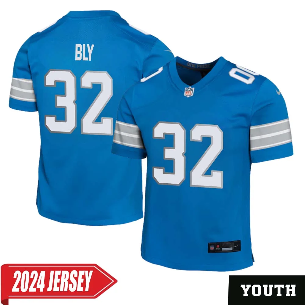 Dre Bly No 32 Youth s Detroit Lions Home Game 2024 Jersey Blue