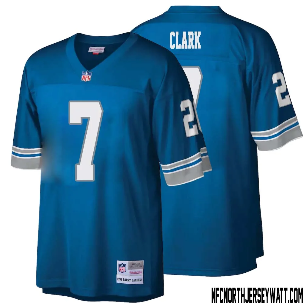 Dutch Clark No 7 Men Mitchell Ness Blue Detroit Lions Legacy Replica Jersey 1